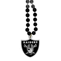 Las Vegas Raiders Nfl Mardi Gras Sport Beads Necklace With Medallion - £10.66 GBP