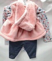 Carter's Just One You Baby Girls' Newborn Floral Sherpa Top & Bottom Set NWT image 3