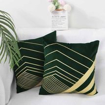 Cyuripu Pack of 2 Decorative Dark Green Throw Pillow Covers 18x18 Inches,Gold Ge - £12.57 GBP