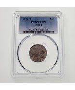 1913-D 5C Buffalo Nickel Type 2 Graded by PCGS as AU58! Nice - $502.34 CAD