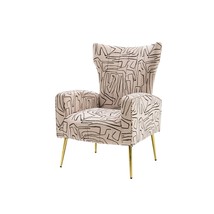 Accent Chair ,leisure single chair with Rose Golden feet Beige - £174.50 GBP