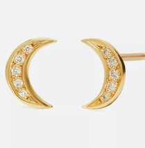 0.10 Ct Round Lab Created Diamond 14CT Yellow Gold Finish Moon Stud Earrings - £58.69 GBP