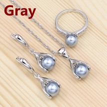 White  925 Silver Bridal Jewelry Set For Women Wedding Party Decoration Drop Ear - £18.39 GBP