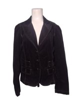 Ann Taylor Loft Corduroy Peplum Blazer Size 4 Black Button Front Pockets - £14.34 GBP