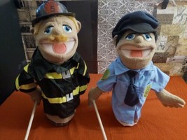 Melissa &amp; Doug 14&quot; Police Officer &amp; Fire Chief 2pc Hand Puppets w/ Hand ... - $59.40