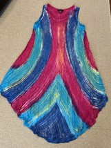 Charlie Page Dress Tie Dye Sleeveless Cover Up Beaded Boho One Size - $24.74