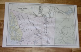 1890 Antique Map Of Northern British Columbia Yukon Alaska Panhandle Canada - $24.39