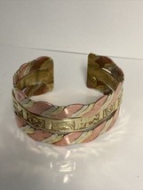 Copper Brass Mixed Metal Cuff Bracelet Possibly Signs Of Zodiac Or Healing - £19.67 GBP