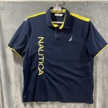 Nautica Polo Rugby Shirt 3XL Blue  Men&#39;s Casual Short Sleeve Embroidered - £13.91 GBP