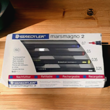 Vtg Staedtler Marsmango 2 Tech Ink 4 Pens Refillable Rechargeable .7 .5 ... - $34.95