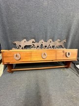 Wooden Shelf Towel Rack with Metal Horses and Drawer Farmhouse Rustic 26” - $44.55