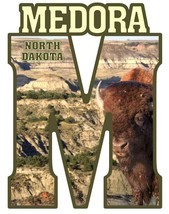 Medora North Dakota with Buffalo Capital M Collage Fridge Magnet - £6.38 GBP