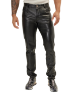 Men Leather Pants Black Trousers Slim Fit Biker Men&#39;s Jeans Style Pant M... - $161.21 CAD