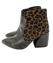 Jeffrey Campbell Bentlee Boots Calf Hair Cheetah Croc Leather Brown 6.5 New SH17 - $119.00