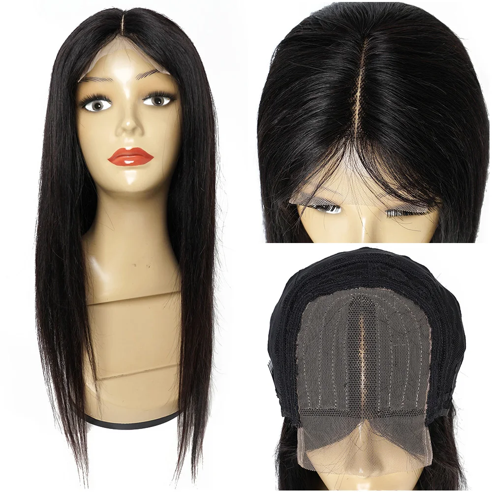 4x1 T part lace wig 12 to 28 inch straight Indian human hair wigs middle pa - £39.23 GBP+