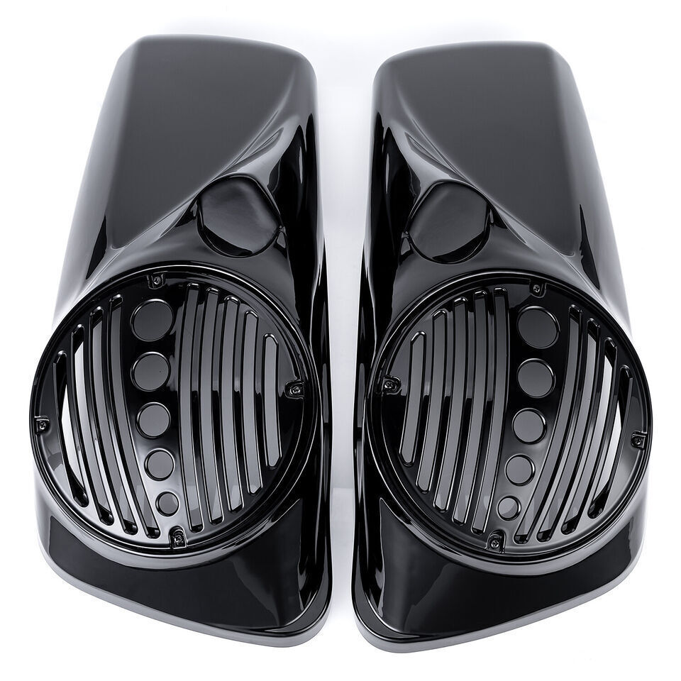 Vivid Black 8&quot; Speaker Lids w/Tweeter port Harley 2014-23 FL Touring Models - $217.80