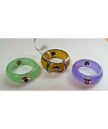 CP 925 Multi-color Jade Band Rings Interchangeable W/Silver Jacket Size 6.5 - $135.00
