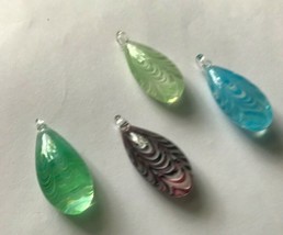 Lampwork Teardrop Glass Pendants Lot of 4 mixed colors - £4.58 GBP