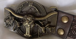 Belt/  with buckle/longhorn steer, with video - £50.36 GBP