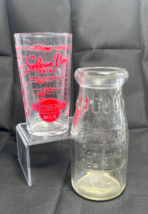 Syvan View PA Measuring Glass &amp; Fairfield Dairy MD 1/2 Pint Clear Milk B... - $29.95