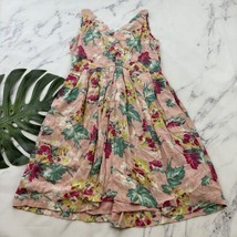 Emily and Fin Retro Floral Dress Size XL Pink Green Fit Flare Pockets Sl... - £30.35 GBP