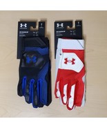 Under Armour UA Clean Up 2 Pairs Baseball Batting Gloves Black Blue Whit... - £47.19 GBP