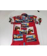 J/E/T Streetwear Boys XL 7 Red Racing Cars Button Up Camp Shirt SS Polye... - $324.07 MXN