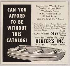 1960 Print Ad Herter&#39;s 14 Ft Fiberglas Boats Up to 25-HP Motor Waseca,MN - £6.40 GBP