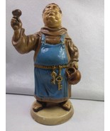 Beer  Wine  Monk Blue Apron Pitcher Decanter  Plaster Statue 11&quot; - £38.93 GBP