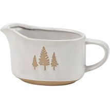 Gravy Boat Stoneware 6.5&quot;x4&quot;x5.25&quot; Debossed Winter Tree Designs on both ... - $322.61 MXN