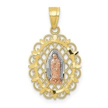 REAL 10k Two-tone Gold Our Lady of Guadalupe Pendant - £88.98 GBP