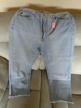 Chic Womens Blue Jeans Pants Size 22 Straight Leg Fringed 20467 - £19.98 GBP