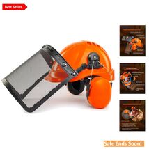Orange Impact Resistant Forestry Safety Helmet with Face Shield &amp; Ear Pr... - $83.11