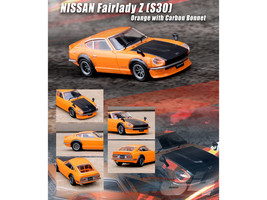 Nissan Fairlady Z S30 RHD Right Hand Drive Orange w Carbon Hood 1/64 Diecast Car - £24.26 GBP