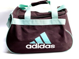 Adidas Gym Bag Small Duffle Bag - Retro Brown &amp; Light Blue Colors 19&quot;x10... - $24.74