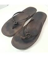 Tommy Bahama flip flops womens sz 9.5 9 1/2 brown thongs leather sandals... - $54.73 CAD