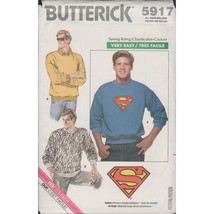 Butterick 5917 Mens Sweatshirt w/ Superman Transfer Pattern Size XS-XL Uncut - $11.75