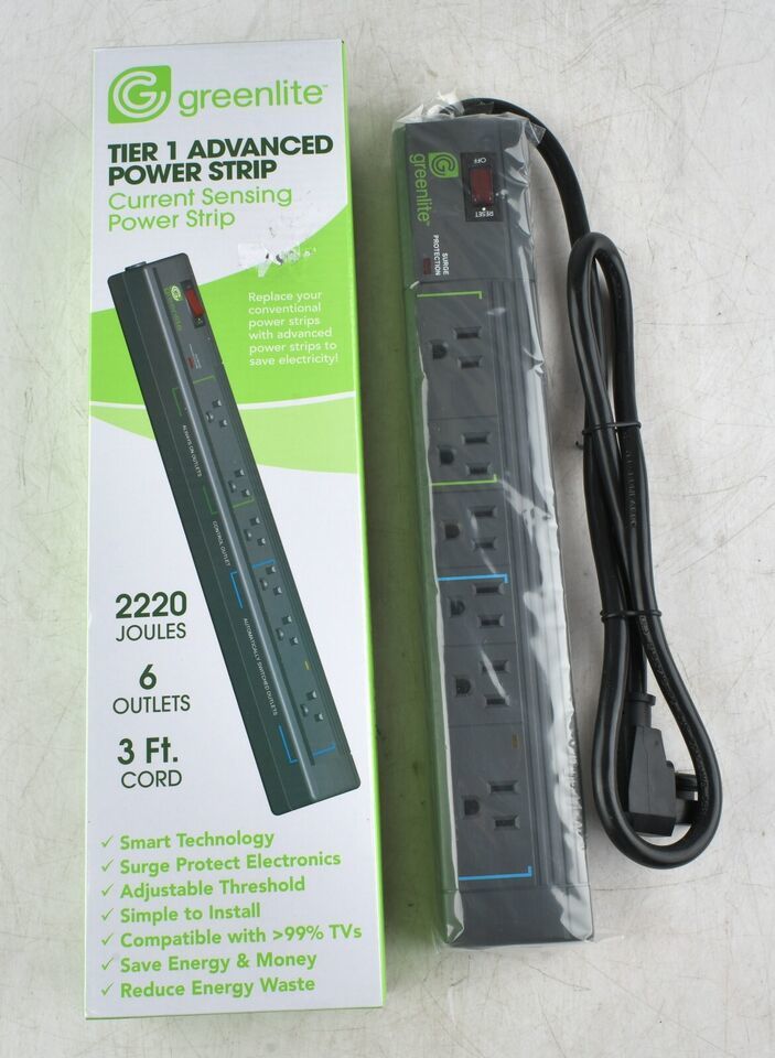 *Greenlite Tier 1 Advanced Power Strip 6 Outlets /Current Sensing Power ... - $4.84