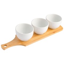 Gibson Gracious Dining 3 Piece White Fine Ceramic Tidbit Bowl Set with B... - $48.57