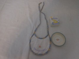 American Girl Bitty Baby&#39;s Lunch Fun Set 2003 Bowl and Cereal + Bib from Breakfe - £16.62 GBP
