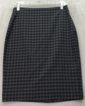 Banana Republic Straight &amp; Pencil Skirt Womens Size 0 Gray Check Lined Back Zip - £14.52 GBP