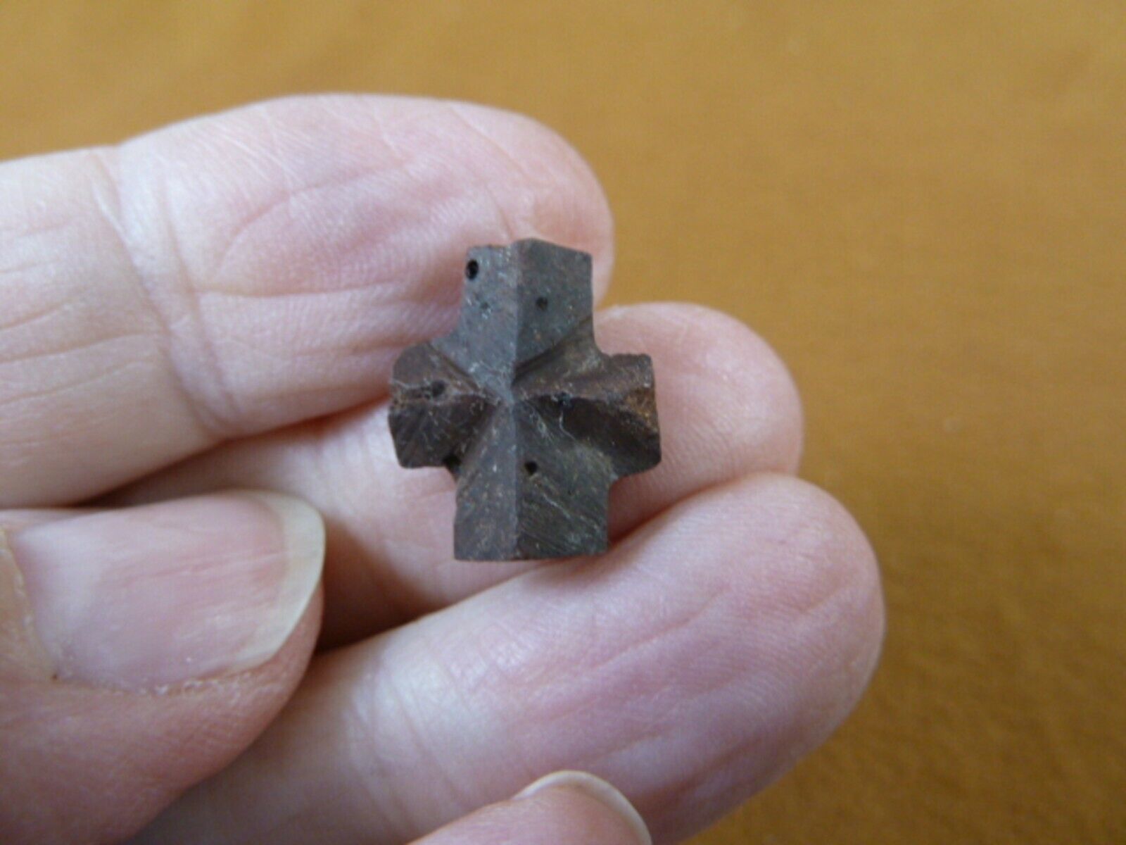 (CR592-110) 9/16&quot; Fairy Stone CHRISTIAN CROSS oiled Staurolite Crystal M... - $15.88