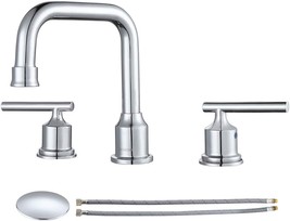 Wowow Widespread Bathroom Faucet Chrome 8 Inch Bathroom Sink Faucet Adjustable 3 - £72.69 GBP