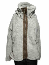 I5 Apparel Womens Medium Fluffy Fleece Zipper &amp; Packable Hood Oatmeal Brown - AC - £24.77 GBP