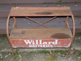 Vintage Willard Battery Heavy Metal Service Station Battery Display Shelf - $445.50