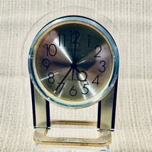 SEIKO Quartz Alarm Desk Table Clock Black &amp; Gold Tone Metal Acrylic - £17.42 GBP