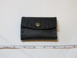 Handmade leather key holder black w/ black stitching 3.5&quot; X 2.5&quot; flexibl... - £9.45 GBP