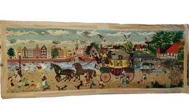 Victorian Village Stagecoach Cross Stitch, Handmade embroidery 66x25&quot; - £225.00 GBP