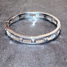 Silver Plated Studded Hinge Closure Bracelet - £34.79 GBP