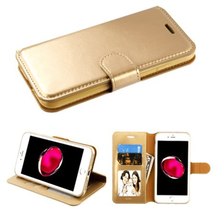 for iPhone 7 Plus/8 Plus Leather Flip Wallet Phone Holder Protective Cover GOLD - £5.32 GBP